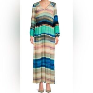 MARIE OLIVER sheer stripe silk blend maxi dress Size:S